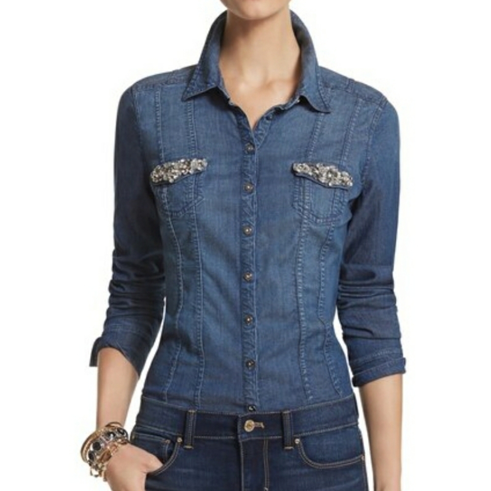 WHITE HOUSE BLACK MARKET JEWEL TOP SZ 14